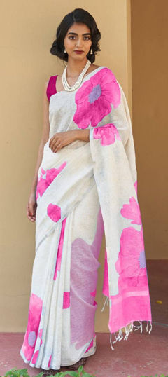 Multicolor color Saree in Cotton, Linen fabric with Digital Print work