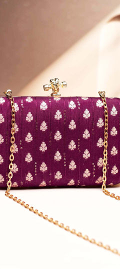 Purple and Violet color Clutches in Fancy Fabric fabric with Embroidered, Sequence, Thread work