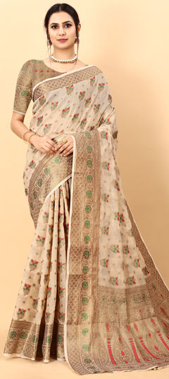 Multicolor color Saree in Cotton fabric with Weaving, Zari work