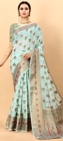 Multicolor color Saree in Cotton fabric with Weaving, Zari work