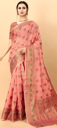 Multicolor color Saree in Cotton fabric with Weaving, Zari work