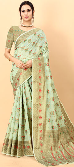 Multicolor color Saree in Cotton fabric with Weaving, Zari work