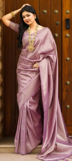 Purple and Violet color Saree in Art Silk fabric with Weaving, Zari work