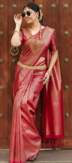 Pink and Majenta color Saree in Art Silk fabric with Weaving, Zari work
