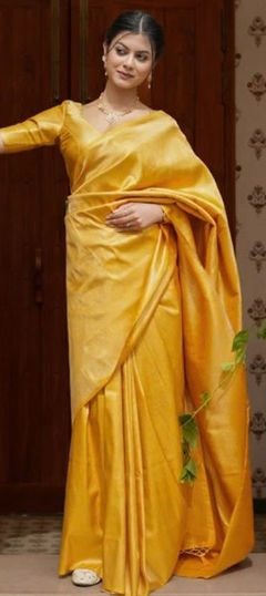 Yellow color Saree in Art Silk fabric with Weaving, Zari work