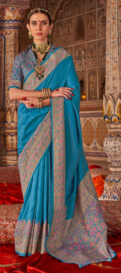 Blue color Saree in Viscose fabric with Weaving, Zari work