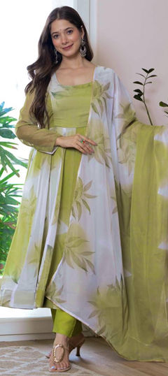 Multicolor color Salwar Kameez in Organza Silk fabric with Printed work