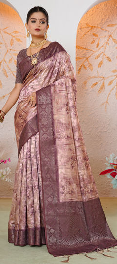 Green color Saree in Georgette fabric with Weaving, Zari work