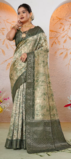 Purple and Violet color Saree in Georgette fabric with Weaving, Zari work