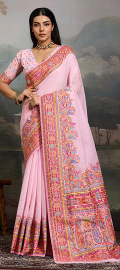 Pink and Majenta color Saree in Cotton fabric with Printed work