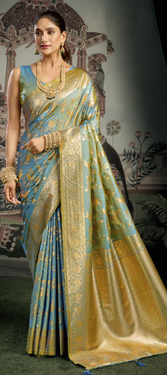 Blue color Saree in Art Silk fabric with Weaving, Zari work
