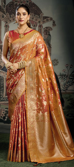 Beige and Brown color Saree in Art Silk fabric with Weaving, Zari work