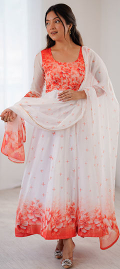 Multicolor color Salwar Kameez in Organza Silk fabric with Printed work