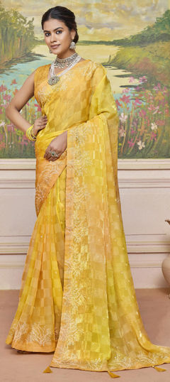 Multicolor color Saree in Silk fabric with Printed, Stone work