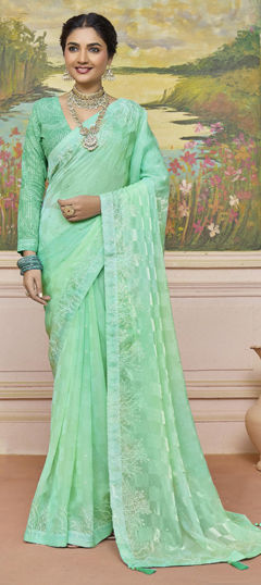 Multicolor color Saree in Silk fabric with Printed, Stone work