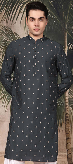 Blue color Kurta in Blended fabric with Thread, Zari work