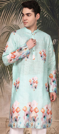 Green color Kurta in Blended fabric with Printed work