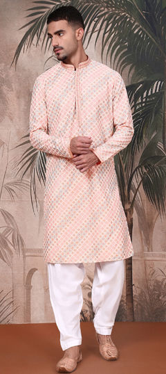 Pink and Majenta color Kurta Pyjamas in Cotton fabric with Sequence work