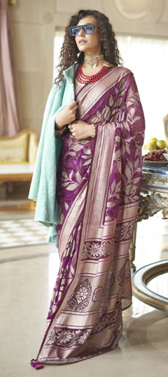 Pink and Majenta color Saree in Georgette fabric with Printed work