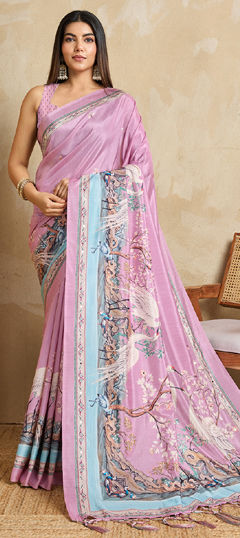 Pink and Majenta color Saree in Jacquard fabric with Weaving work