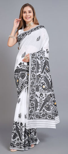 Black and Grey color Saree in Banarasi Silk fabric with Weaving, Zari work