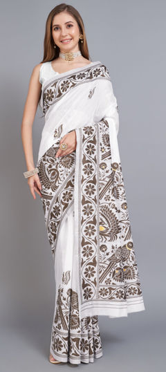 Beige and Brown color Saree in Banarasi Silk fabric with Weaving, Zari work