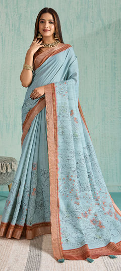 Blue color Saree in Blended, Silk fabric with Weaving, Zari work