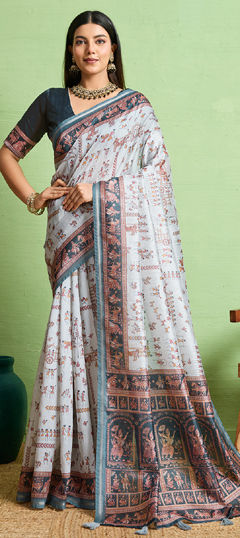 Black and Grey color Saree in Jacquard fabric with Weaving, Zari work