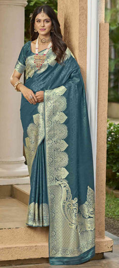 Blue color Saree in Silk fabric with Weaving work