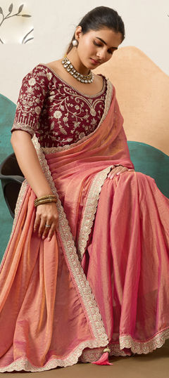 Pink and Majenta color Saree in Shimmer fabric with Sequence work