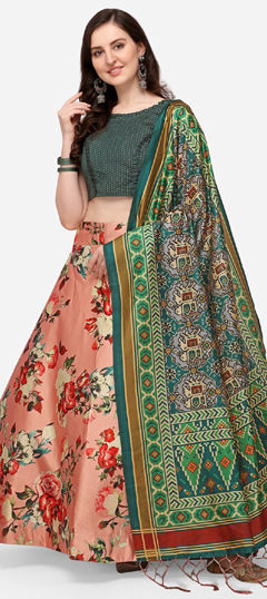 Pink and Majenta color Lehenga in Satin Silk fabric with Digital Print work