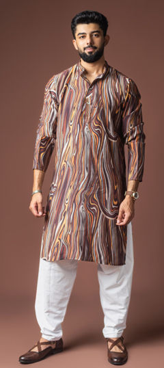 Multicolor color Pathani Suit in Viscose fabric with Printed work
