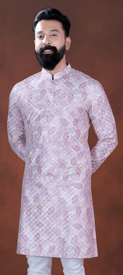 Purple and Violet color Kurta in Cotton fabric with Embroidered, Sequence, Thread work