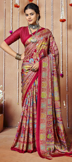 Multicolor color Saree in Crepe Silk fabric with Printed, Zari work