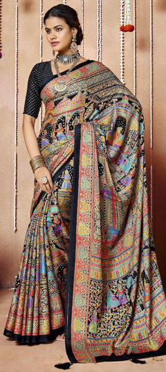 Multicolor color Saree in Crepe Silk fabric with Printed, Zari work