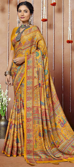 Multicolor color Saree in Crepe Silk fabric with Printed, Zari work