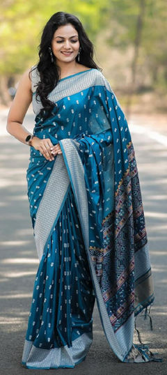 Blue color Saree in Art Silk fabric with Weaving work