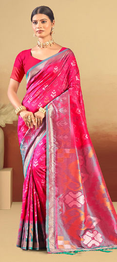 Pink and Majenta color Saree in Art Silk fabric with Weaving work