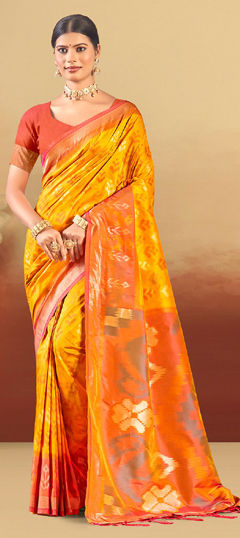 Yellow color Saree in Art Silk fabric with Weaving work