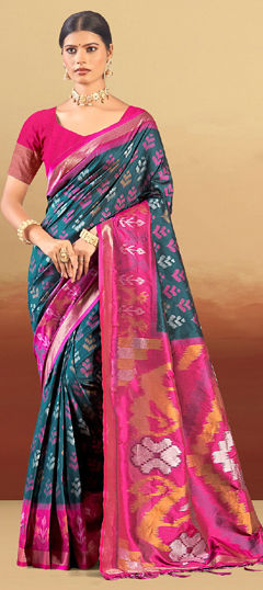 Blue color Saree in Art Silk fabric with Weaving work