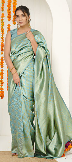 Blue color Saree in Blended, Silk fabric with Weaving work