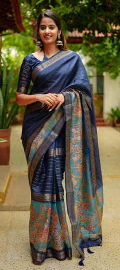 Pink and Majenta color Saree in Blended Cotton fabric with Printed work