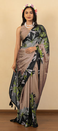 Pink and Majenta color Saree in Chiffon fabric with Floral, Printed work