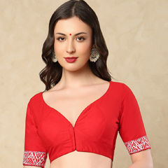 Red and Maroon color Blouse in Cotton fabric with Printed work