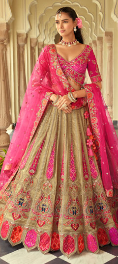 White and Off White color Ready to Wear Lehenga in Silk fabric with Embroidered, Lace, Mirror, Resham, Weaving, Zari work