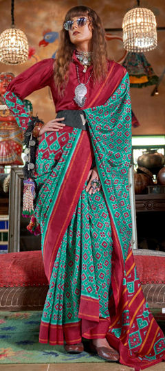 Blue color Saree in Viscose fabric with Printed work