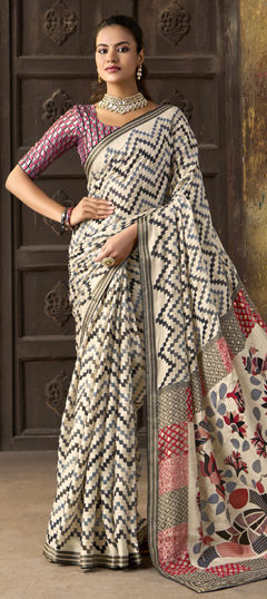Multicolor color Saree in Silk fabric with Floral, Printed work