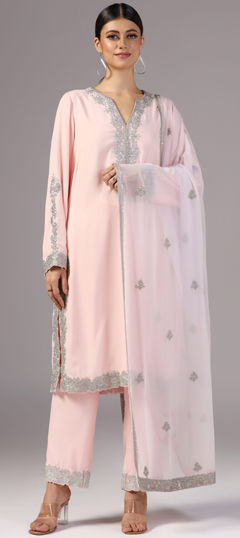 Pink and Majenta color Salwar Kameez in Georgette fabric with Cut Dana, Sequence, Zari work