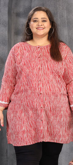 Red and Maroon color Kurti in Rayon fabric with Printed work