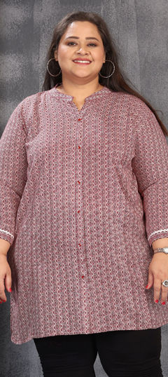 Pink and Majenta color Kurti in Rayon fabric with Printed work